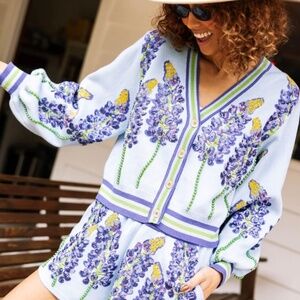 queen of sparkles bluebonnet cardigan NWT -XS